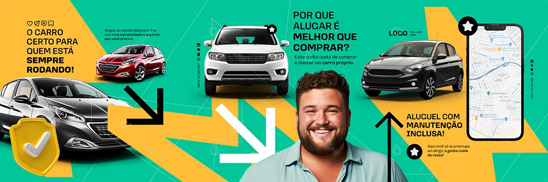 Carrossel Uber Aluguel com Manutenção Inclusa Social Media PSD Editável