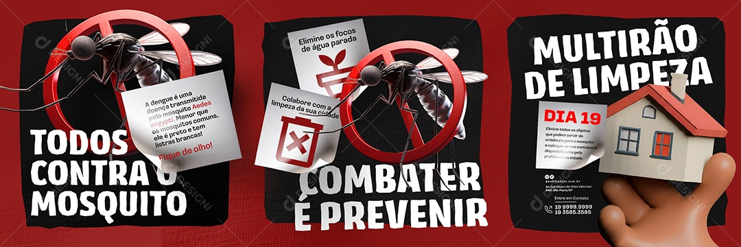 Carrossel Dengue Todo Contra o Mosquito Social Media PSD Editável