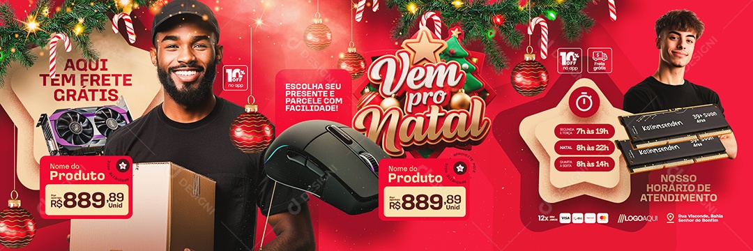Carrossel Loja de Informática Vem pro Natal Social Media PSD Editável