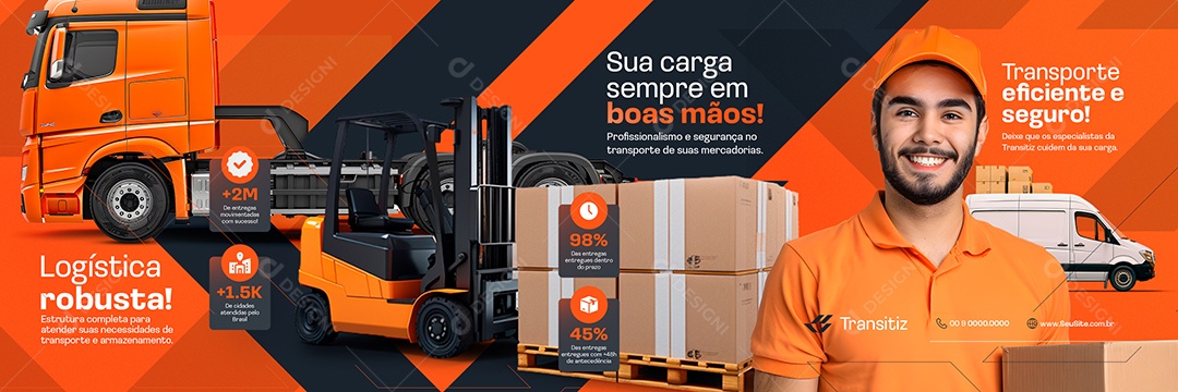 Carrossel Transporte Logística Sua Carga Social Media PSD Editável