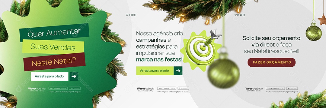 Carrossel Marketing Digital Natal Solicite seu Orçamento Social Media PSD Editável