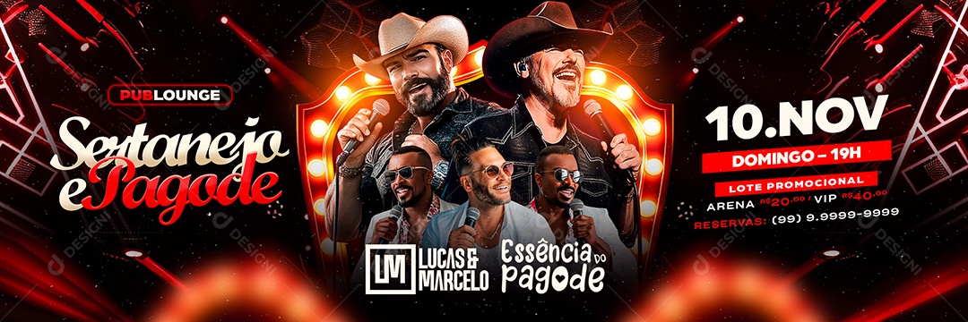 Carrossel Flyer Sertanejo e Pagode Social Media PSD Editável