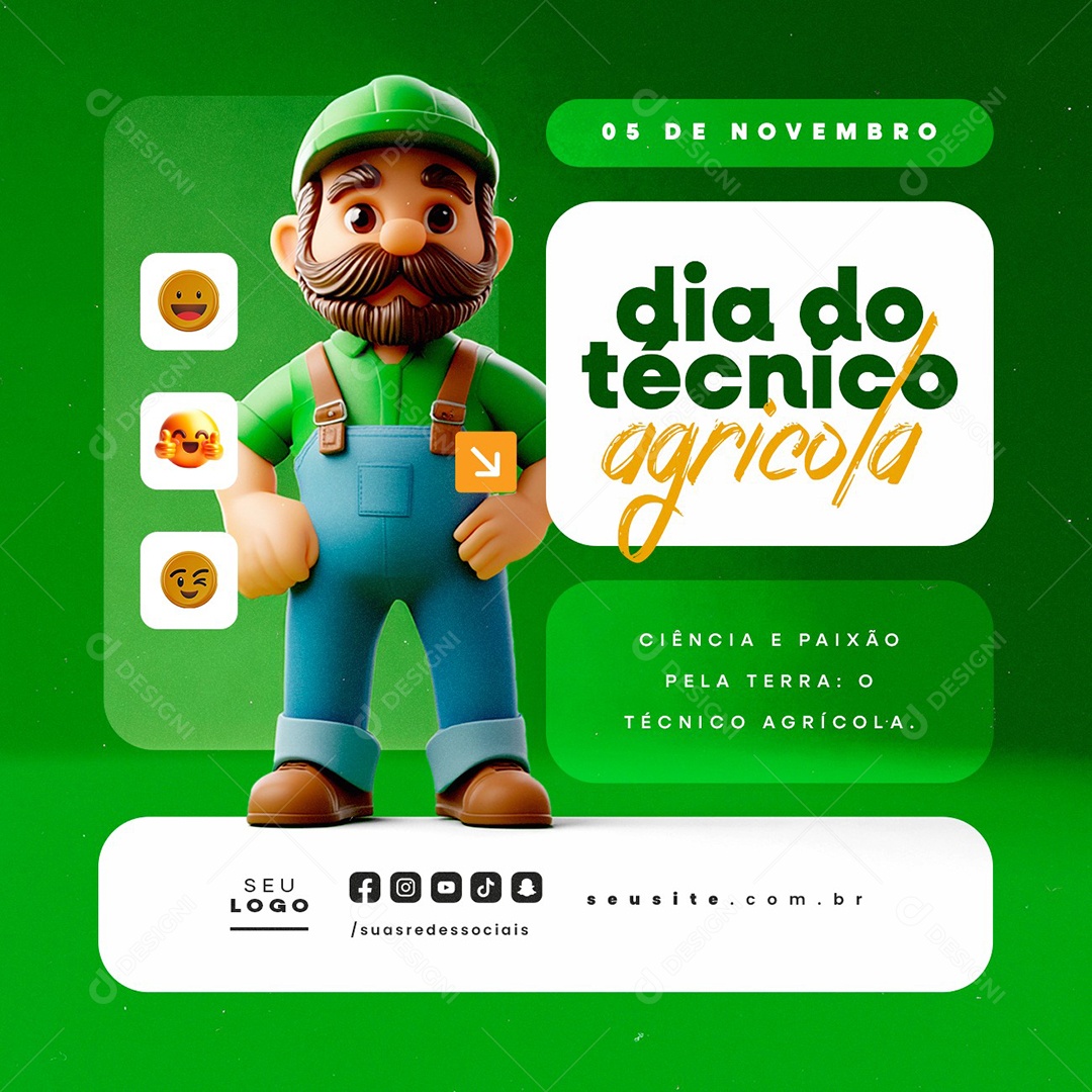 Dia do Técnico Agrícola 05 de Novembro Social Media PSD Editável