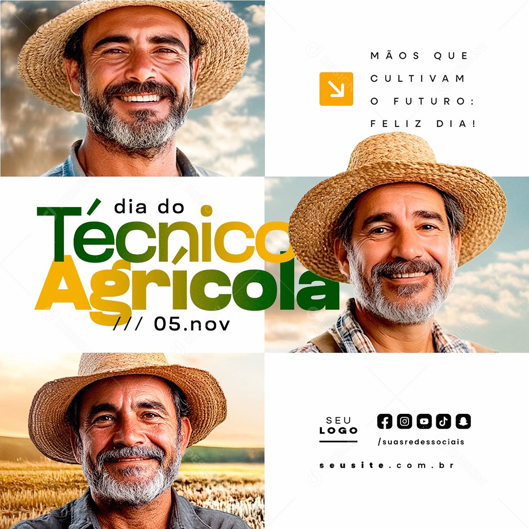 Feliz Dia do Técnico Agrícola 05 de Novembro Social Media PSD Editável