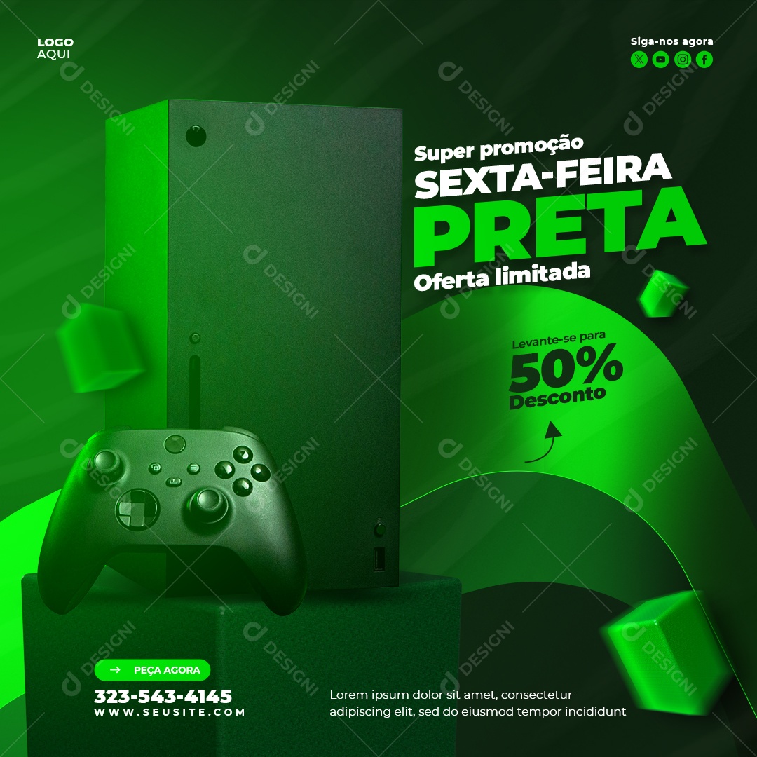 Sexta Feira Preta Loja de Eletrónicos Video Game Social Media PSD Editável