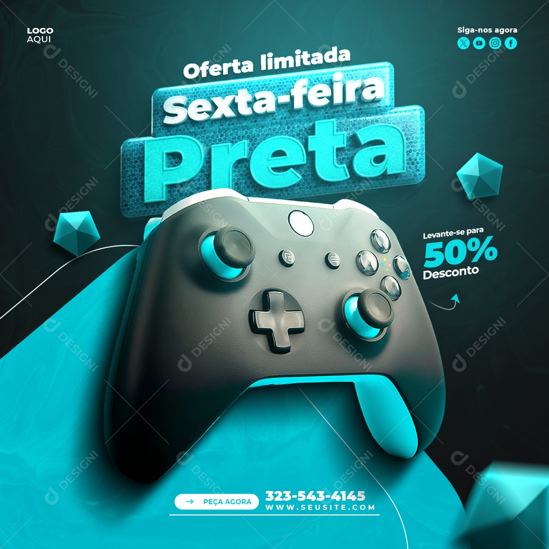 Sexta Feira Preta Loja de Eletrónicos Controle Social Media PSD Editável