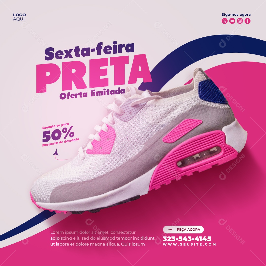 Sexta Feira Preta Loja de Calçados Social Media PSD Editável