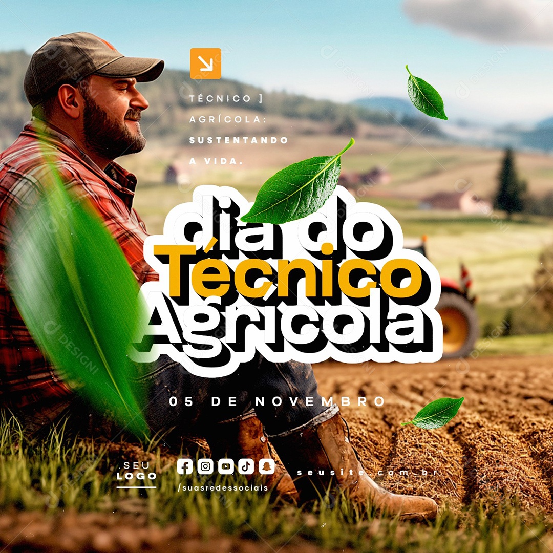 Dia do Técnico Agrícola 05 de Novembro Social Media PSD Editável
