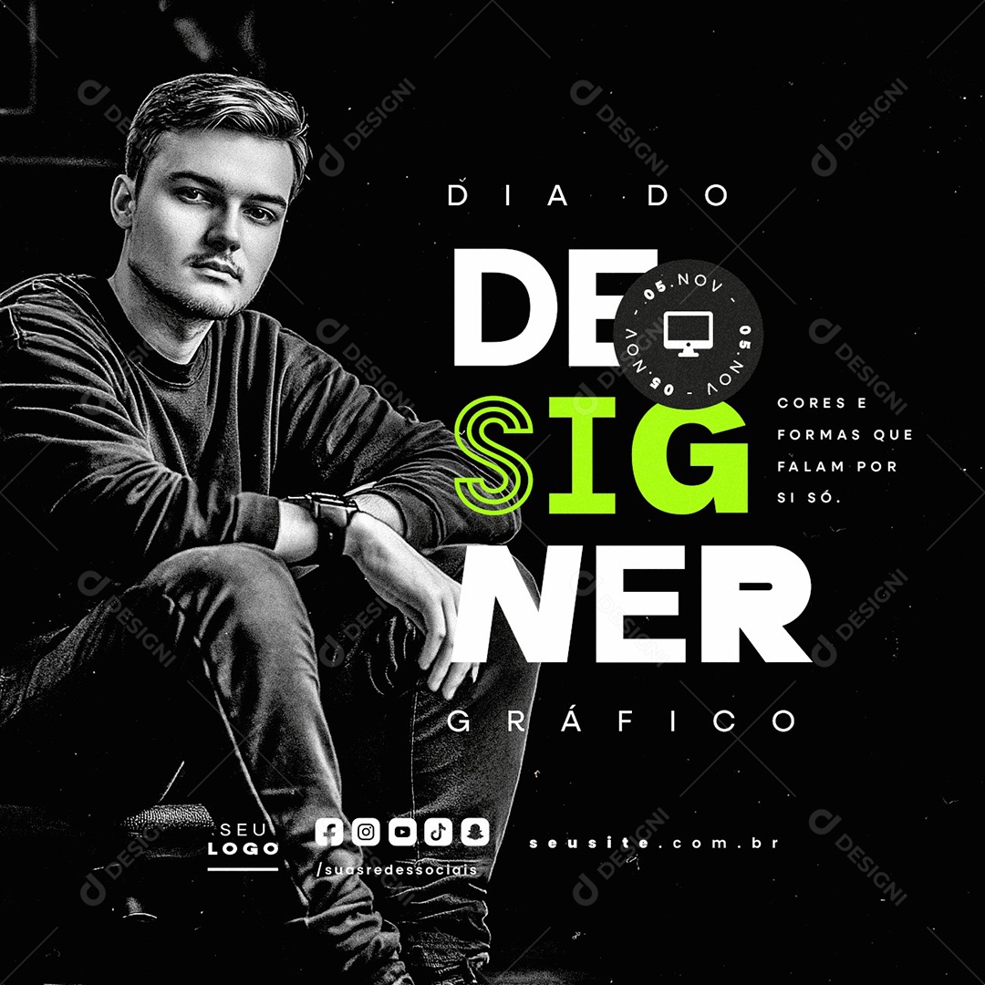 Dia do Designer Gráfico 05 de Novembro Cores e Formas Social Media PSD Editável