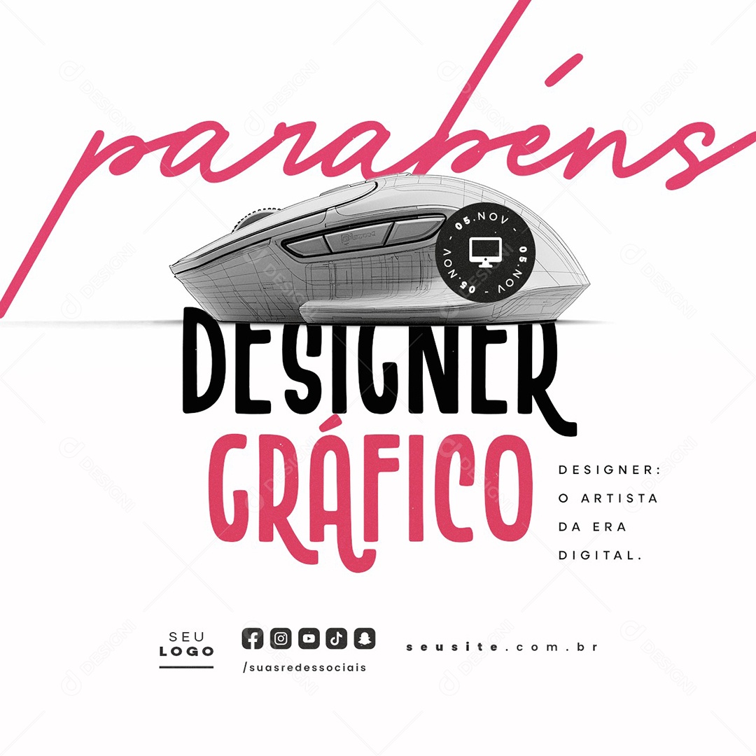 Dia do Designer Gráfico 05 de Novembro Parabéns Social Media PSD Editável