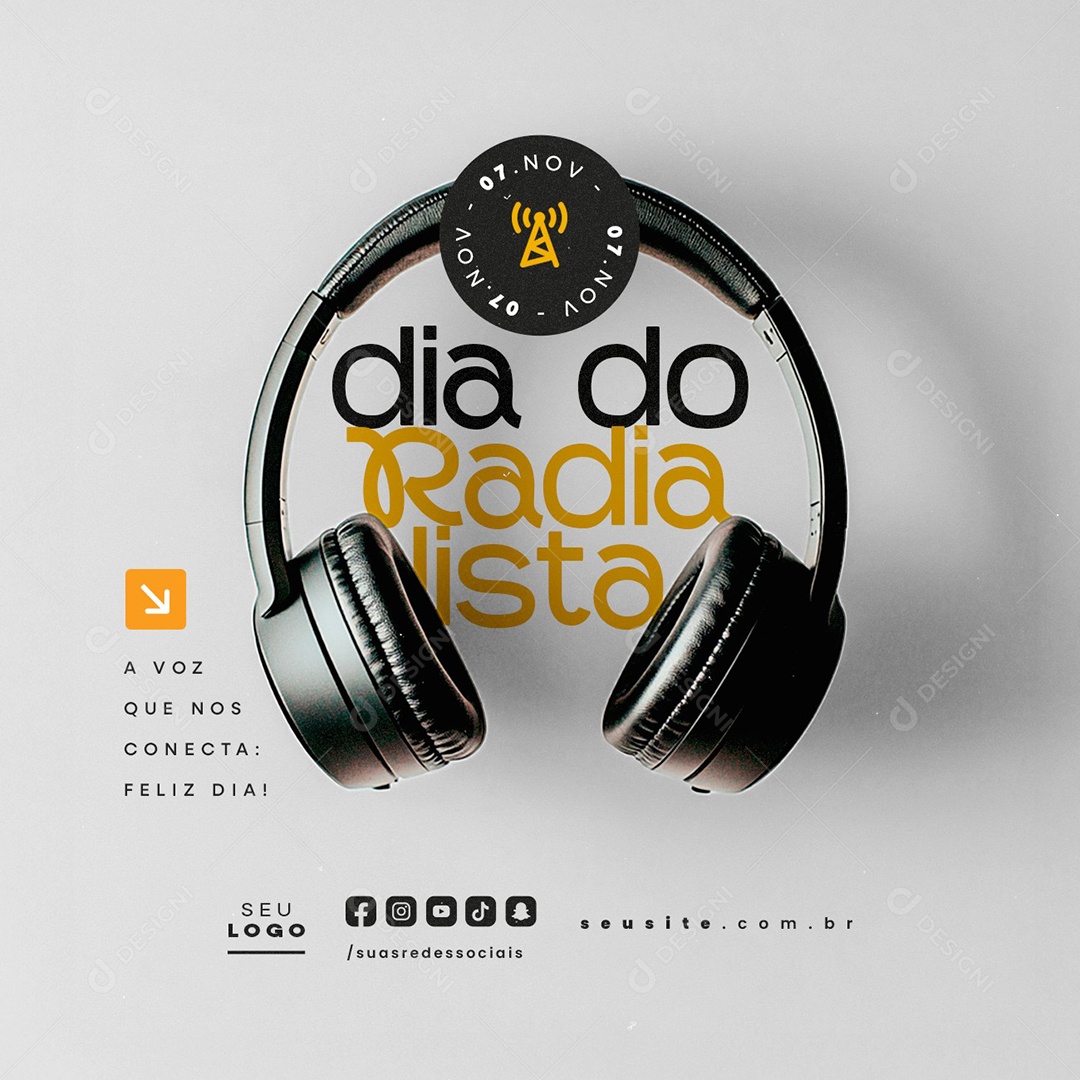Dia do Radialista 07 de Novembro Social Media PSD Editável