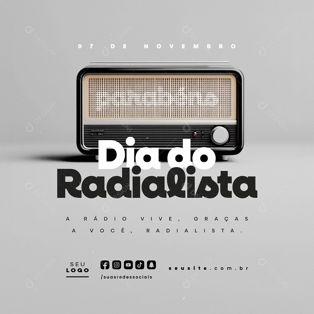 Dia do Radialista 07 de Novembro Social Media PSD Editável