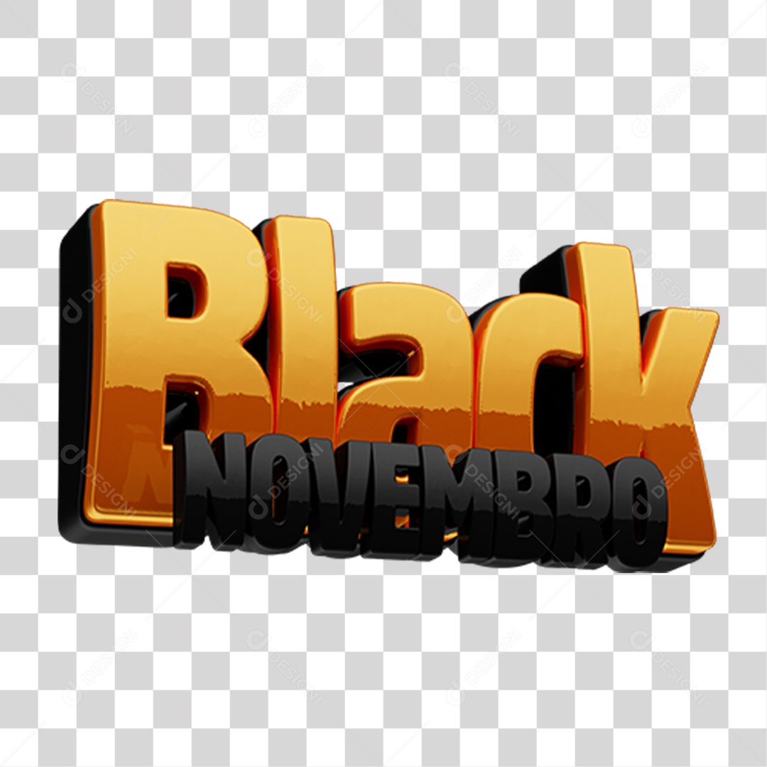 Selo 3D Black Novembro PNG Transparente