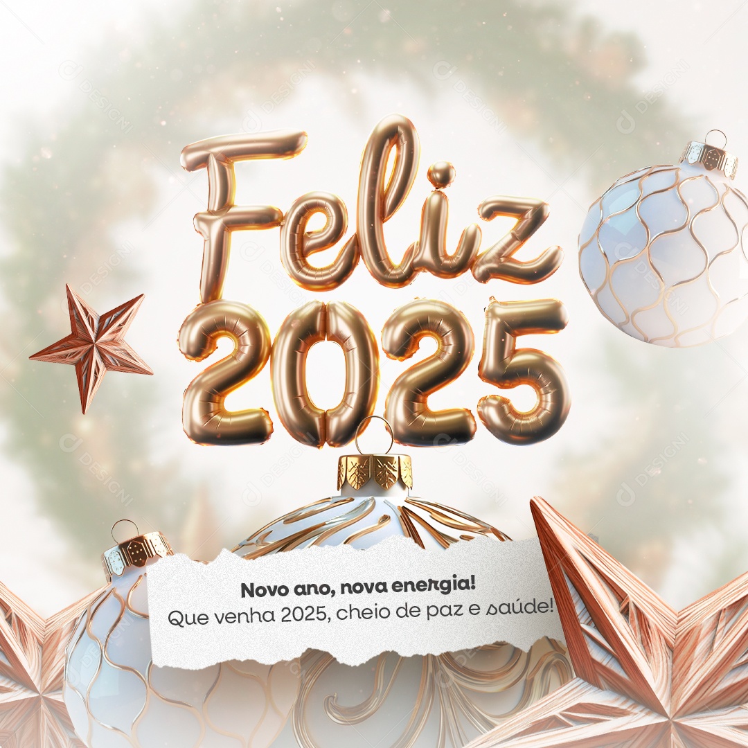 Feliz 2025 Novo Ano Nova Energia Social Media PSD Editável