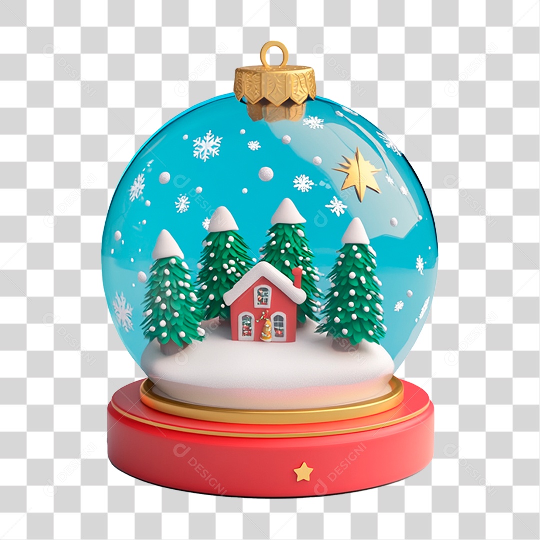 Globo de Neve Enfeite de Natal 3D PNG Transparente