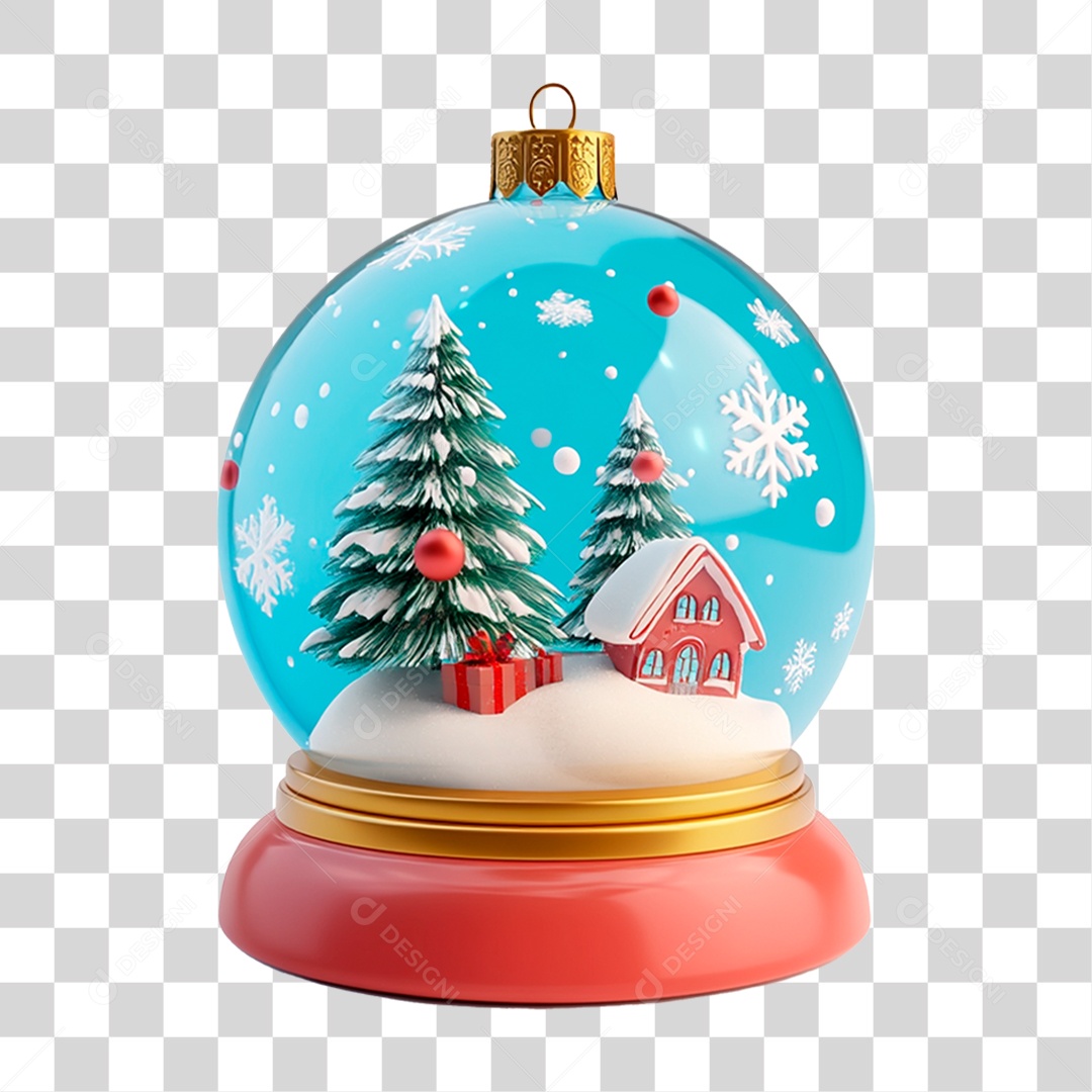 Globo de Neve Enfeite de Natal 3D PNG Transparente