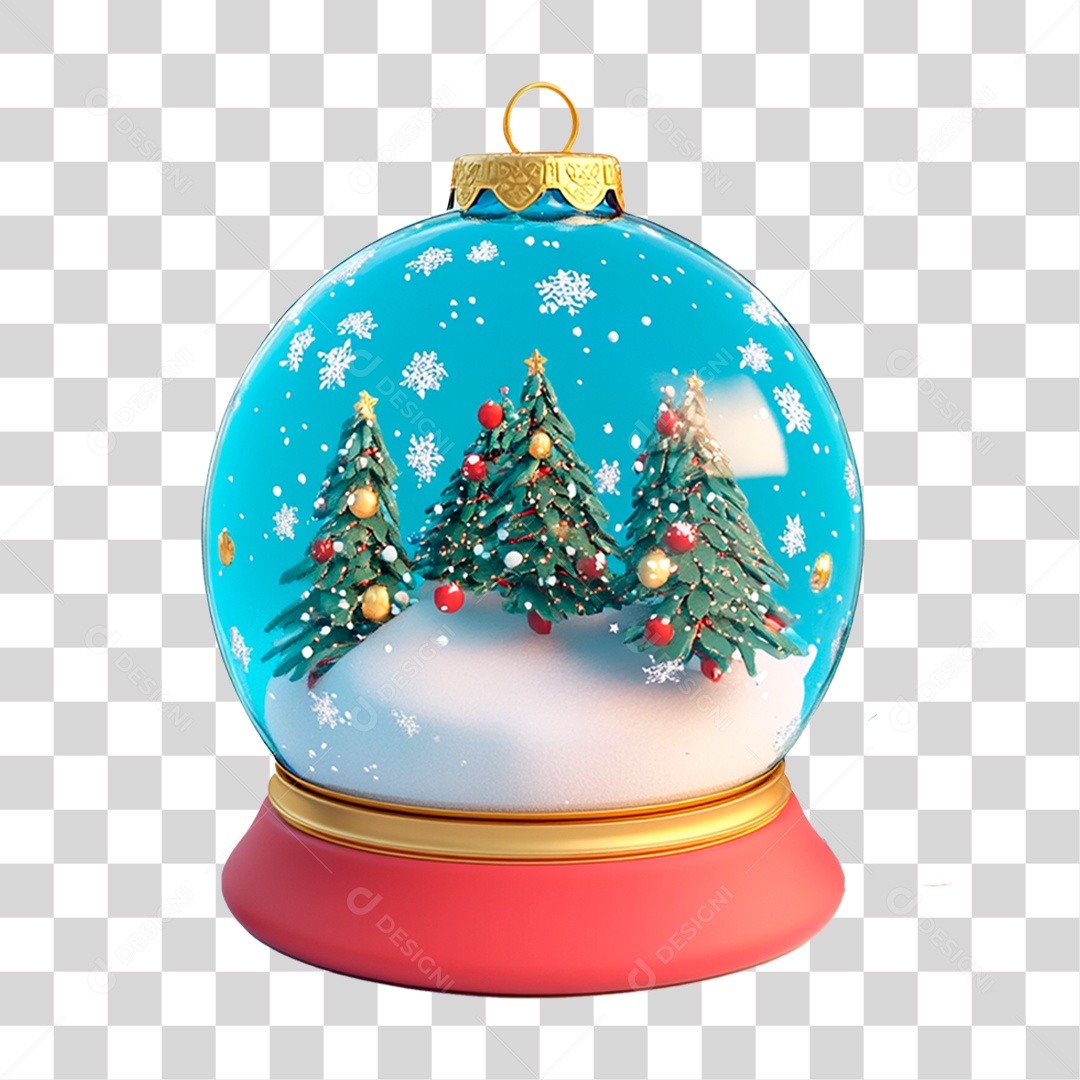 Globo de Neve Enfeite de Natal 3D PNG Transparente