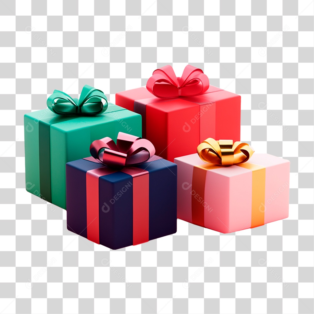 Caixas de Presente Elemento 3D Conceito de Natal PNG