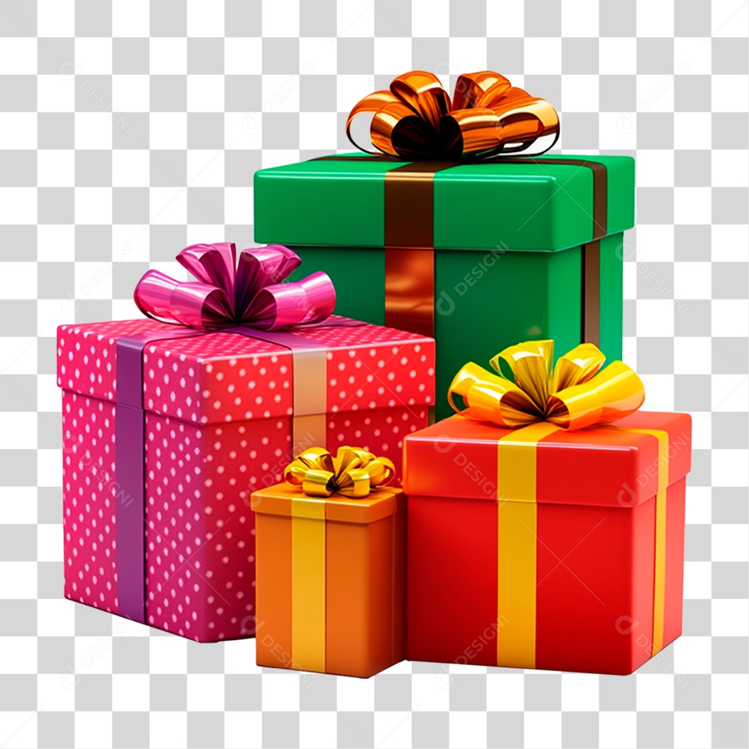 Caixas de Presente Elemento 3D Conceito de Natal PNG