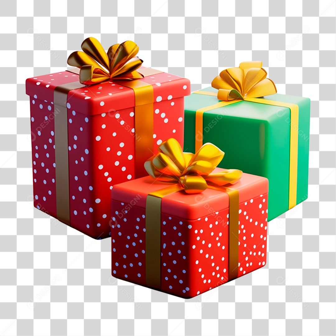 Caixas de Presente Elemento 3D Conceito de Natal PNG