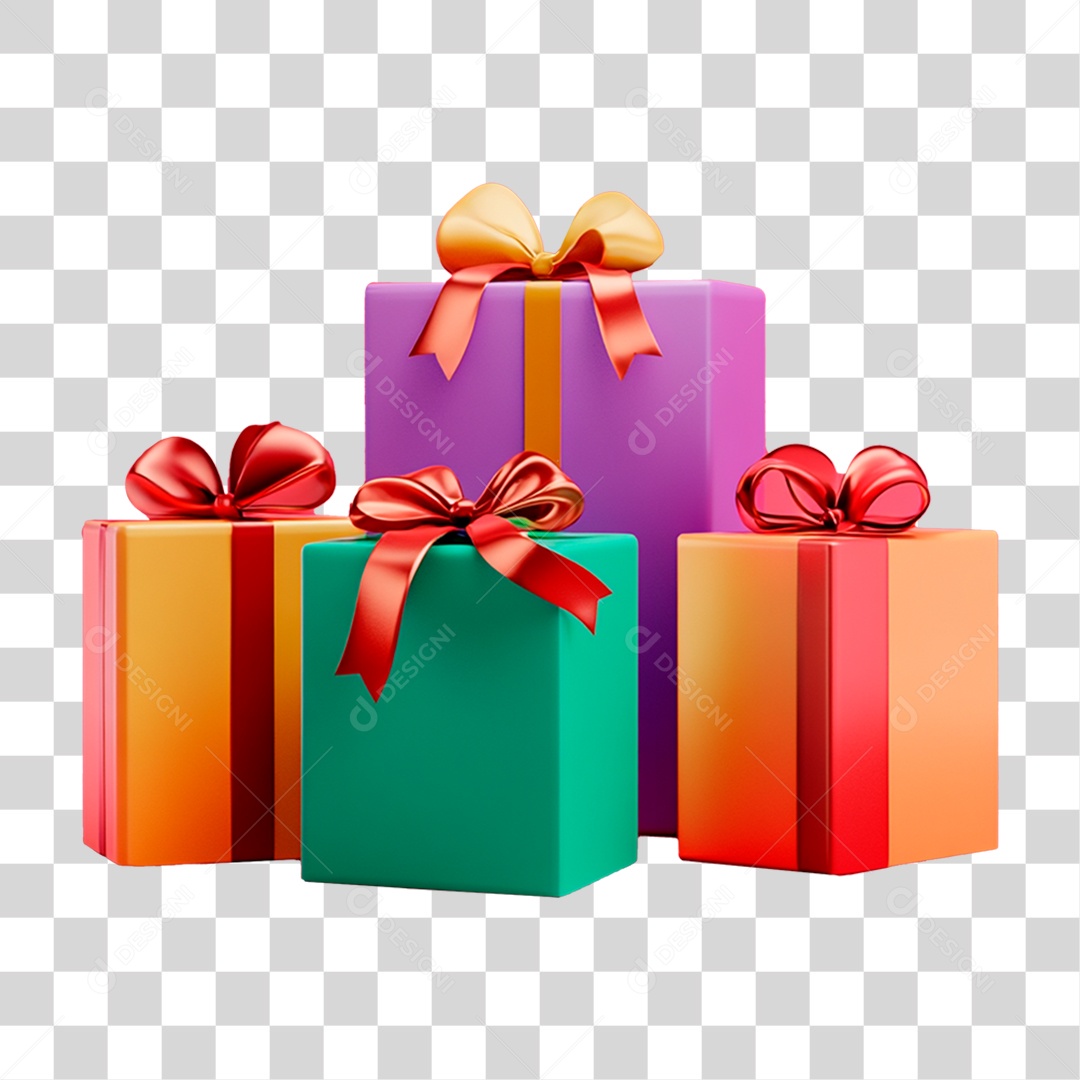 Caixas de Presente Elemento 3D Conceito de Natal PNG