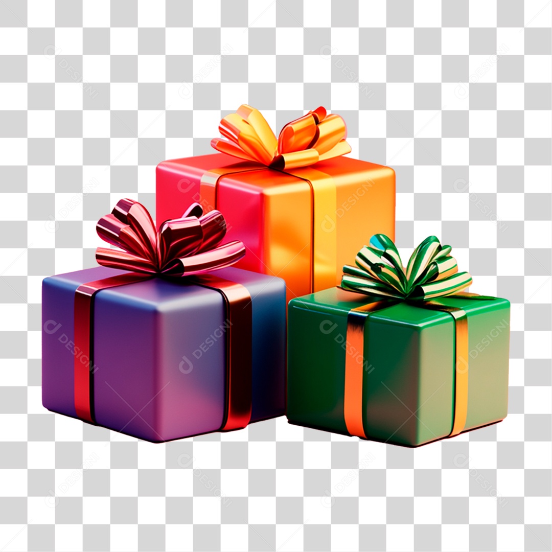 Caixas de Presente Elemento 3D Conceito de Natal PNG