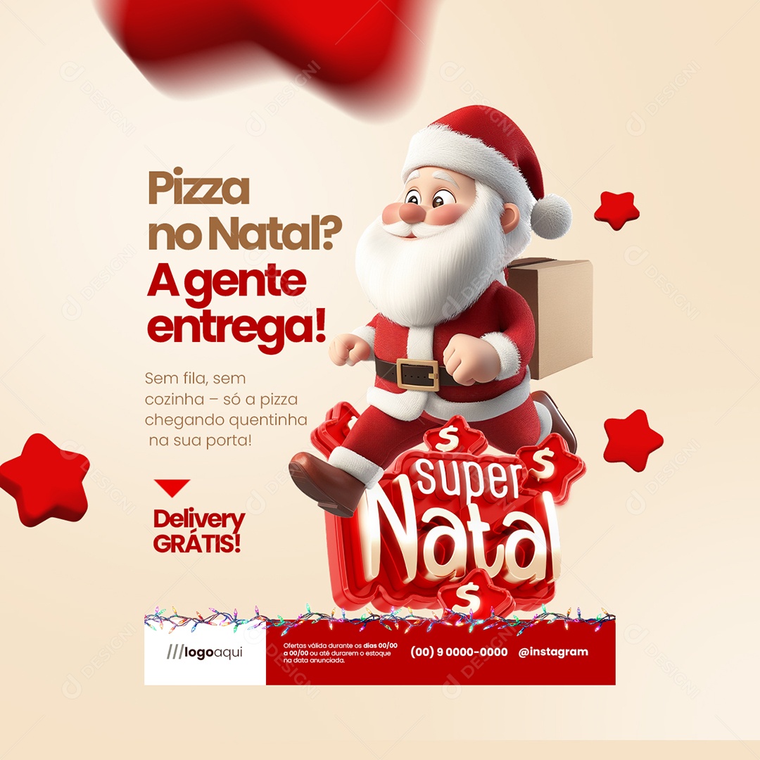 Super Natal Pizzaria Pizza no Natal Agente Entrega Social Media PSD Editável