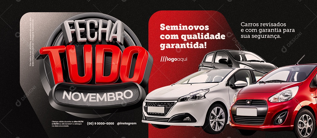 Banner Fecha Tudo Novembro Concessionária Seminovos de Qualidade Social Media PSD Editável