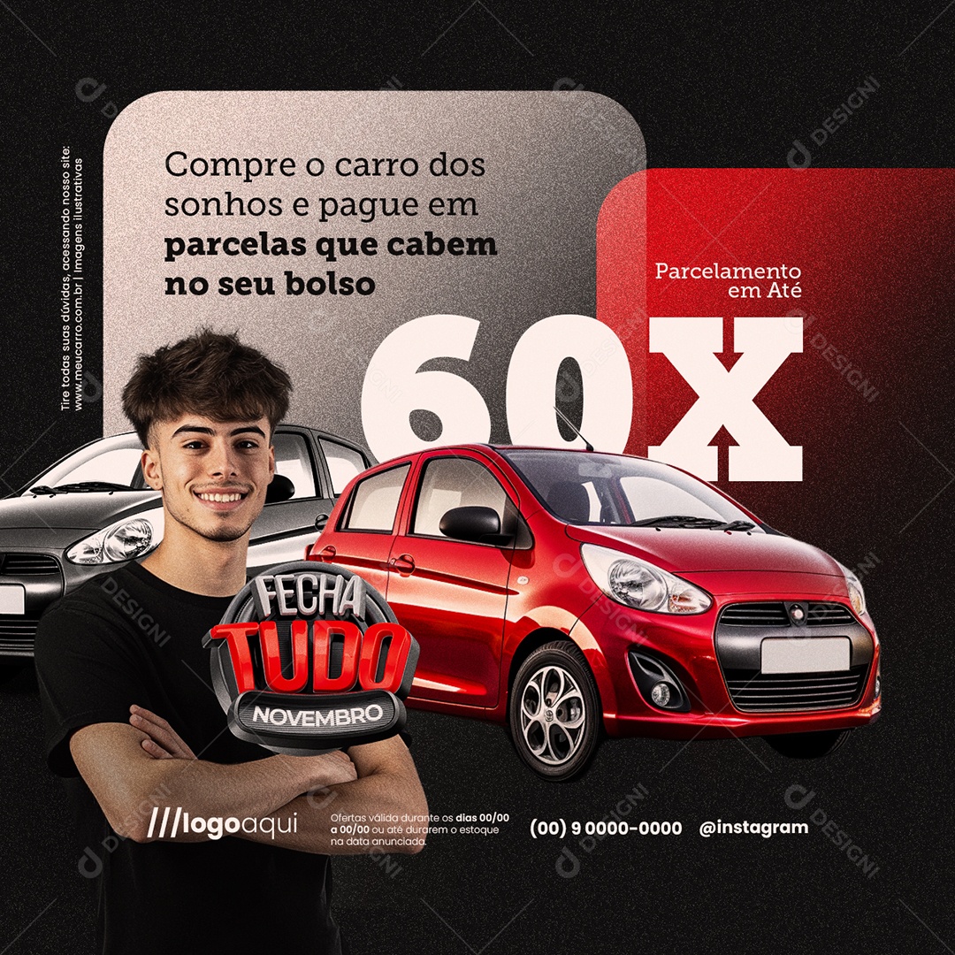 Fecha Tudo Novembro Concessionária Parcelas que Cabem no Seu Bolso Social Media PSD Editável