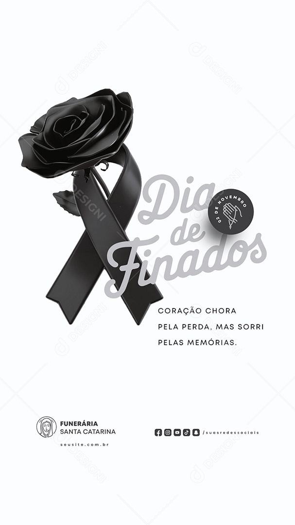 Story Dia de Finados 02 de Novembro Coração Chora Pela Perda Social Media PSD Editável