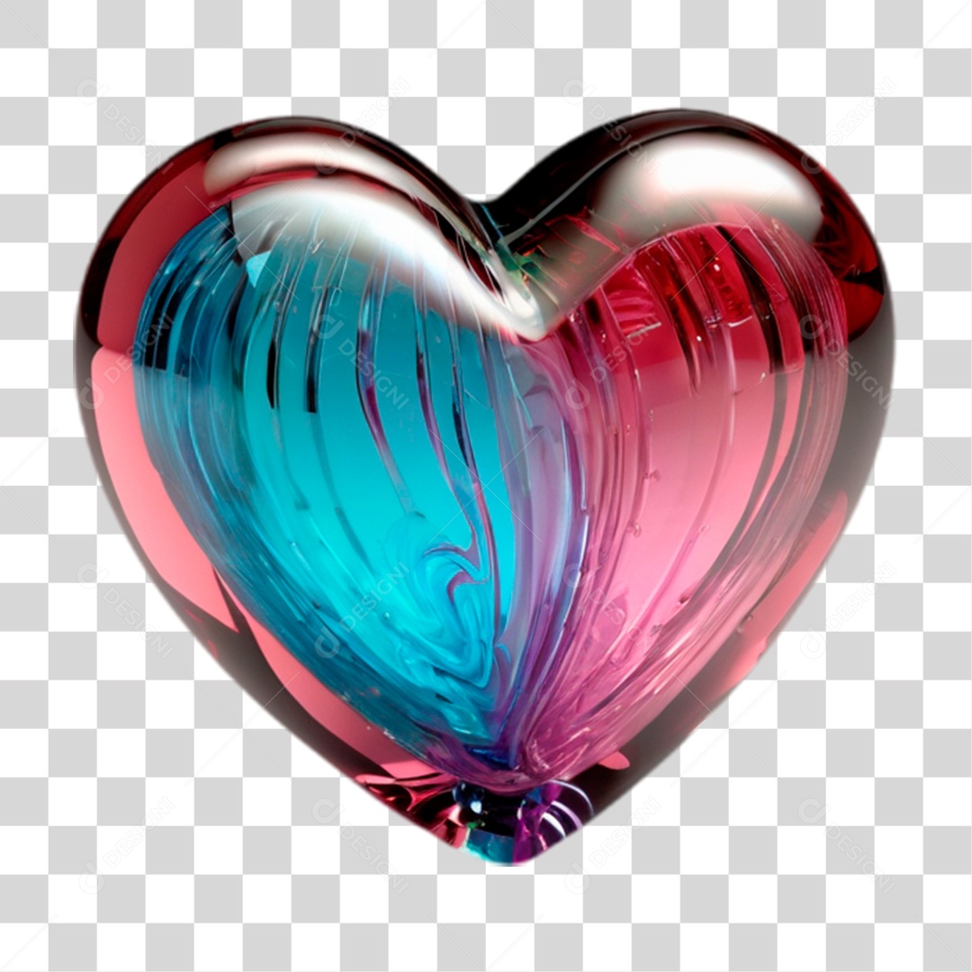 Elemento 3D Coração PNG Transparente