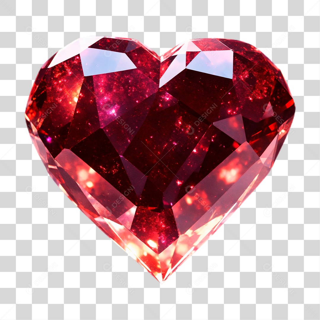 Elemento 3D Coração Rubi PNG Transparente