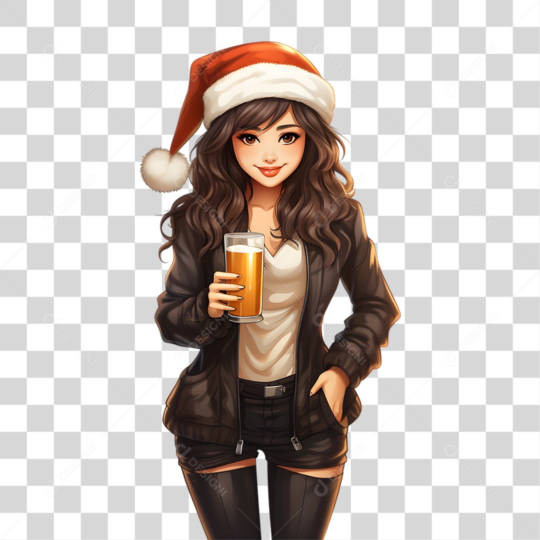 Mulher com Copo de Bebida PNG Transparente