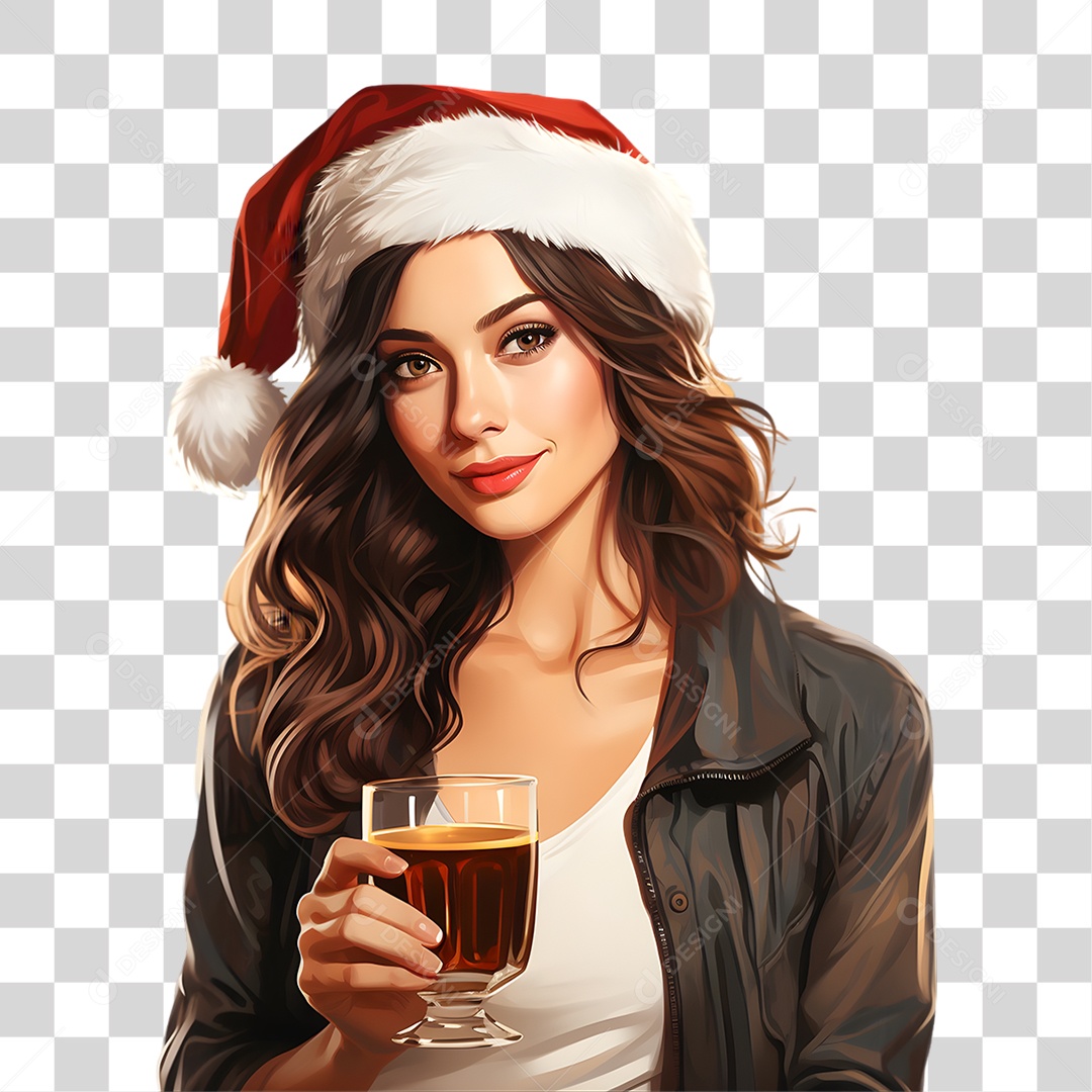 Mulher com Copo de Bebida PNG Transparente