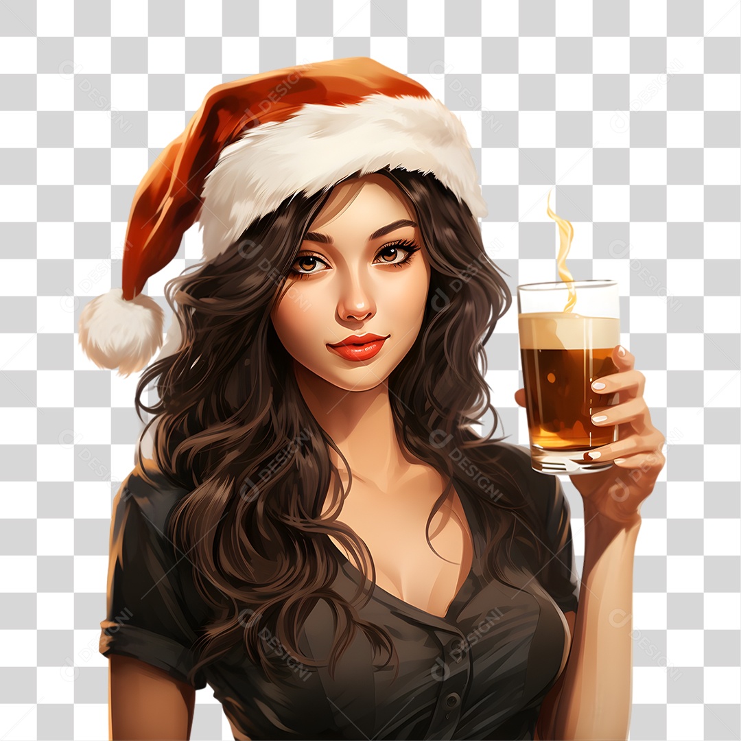 Mulher com Copo de Cerveja PNG Transparente