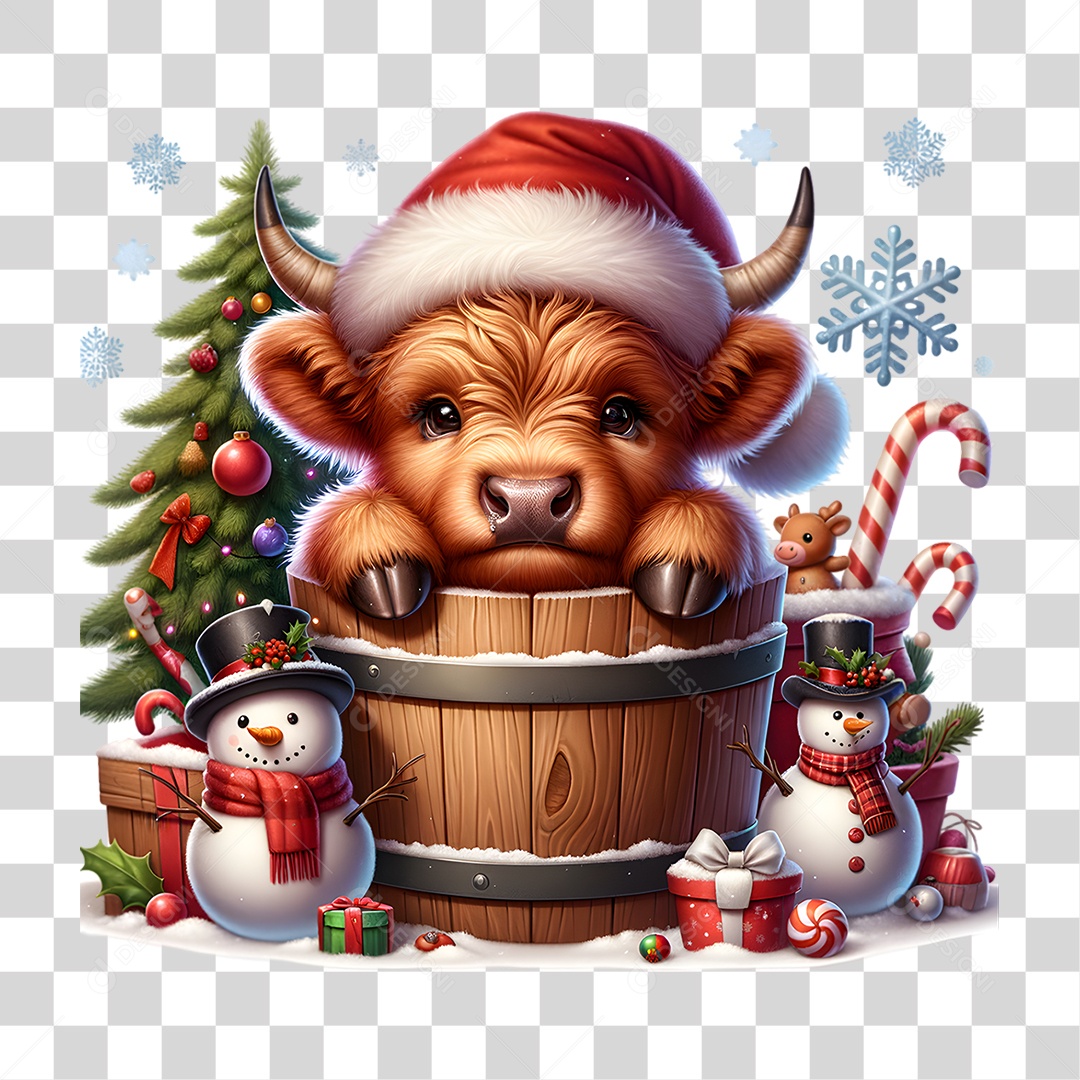 Vaca Highland Decoração de Natal PNG Transparente