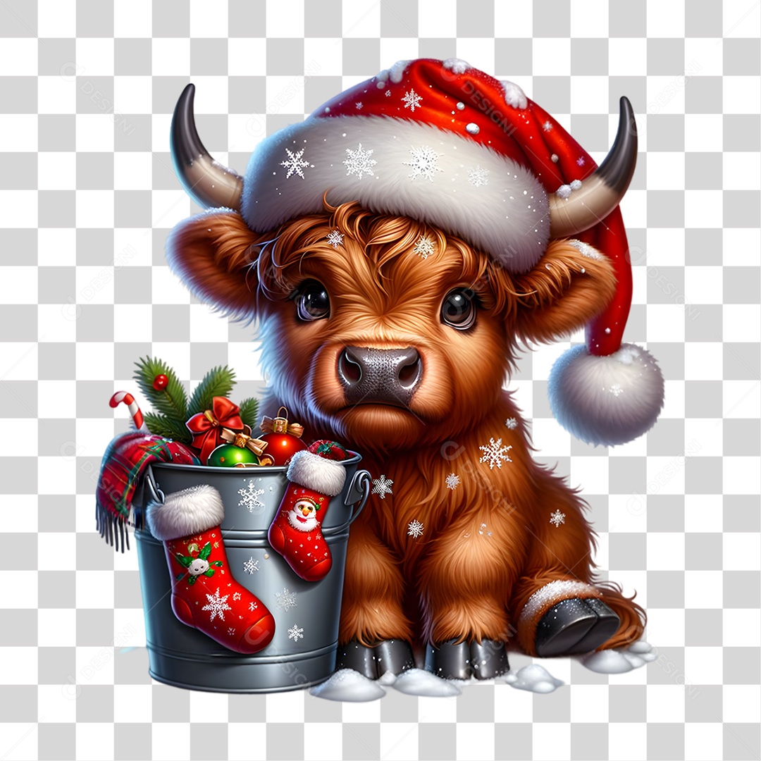 Vaca Highland Decoração de Natal PNG Transparente
