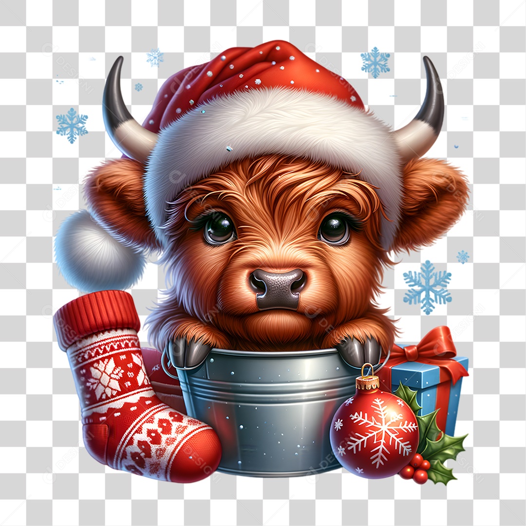 Vaca Highland Decoração de Natal PNG Transparente