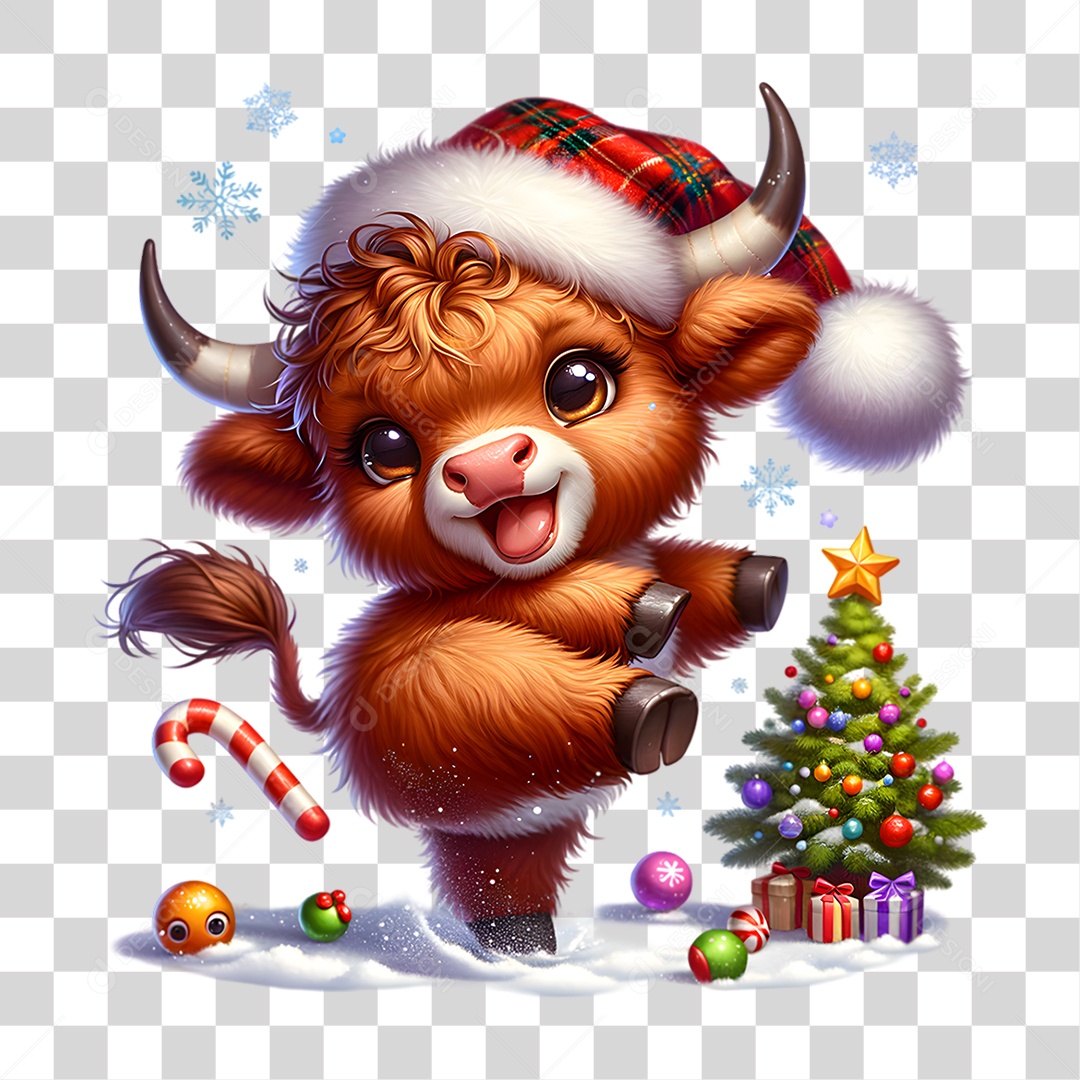Vaca Highland Decoração de Natal PNG Transparente