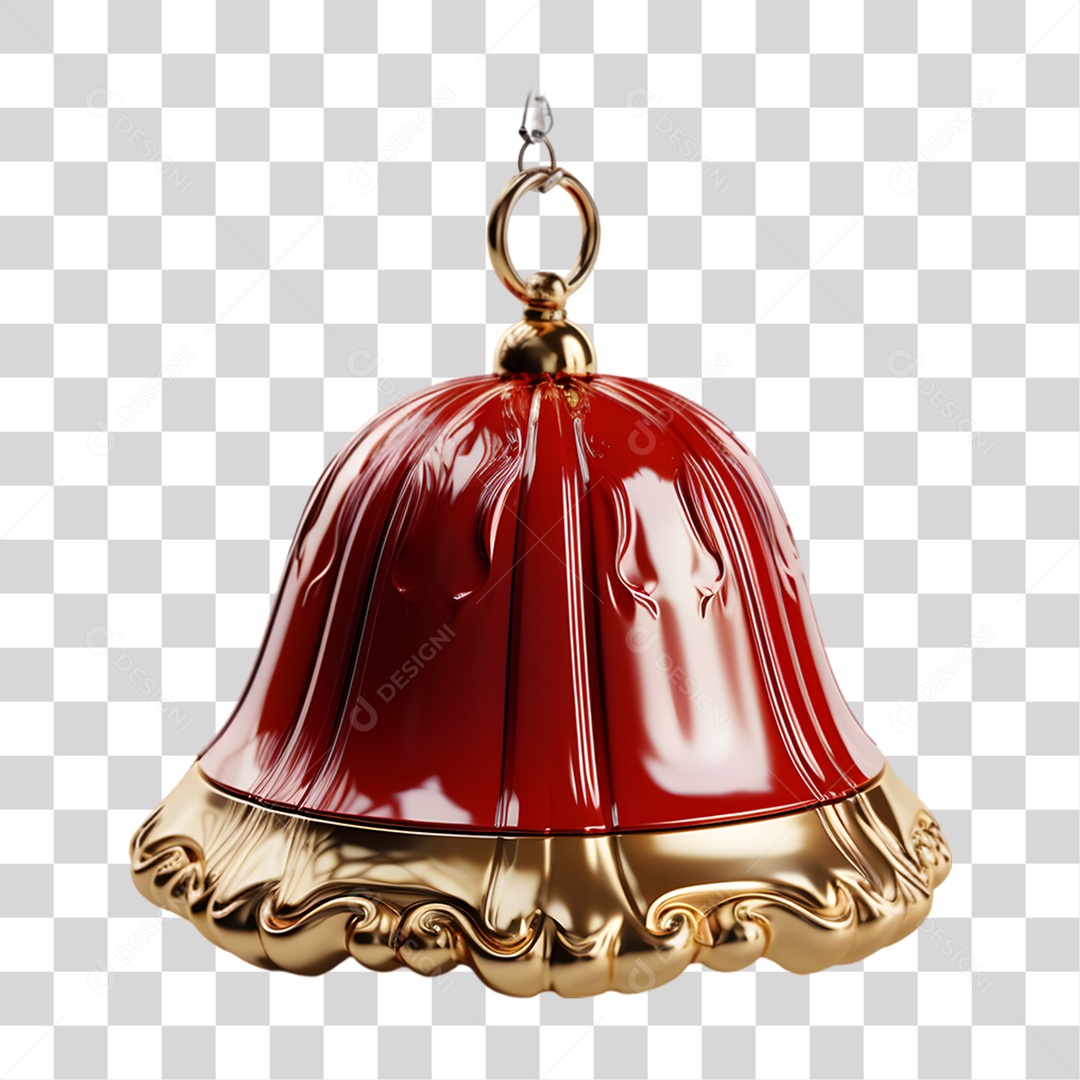 Elemento 3D Sino de Natal PNG Transparente