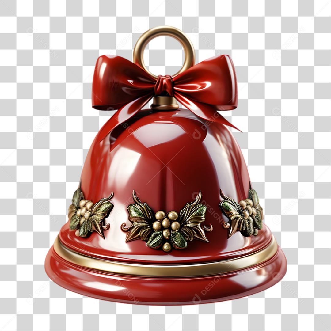 Elemento 3D Sino de Natal PNG Transparente