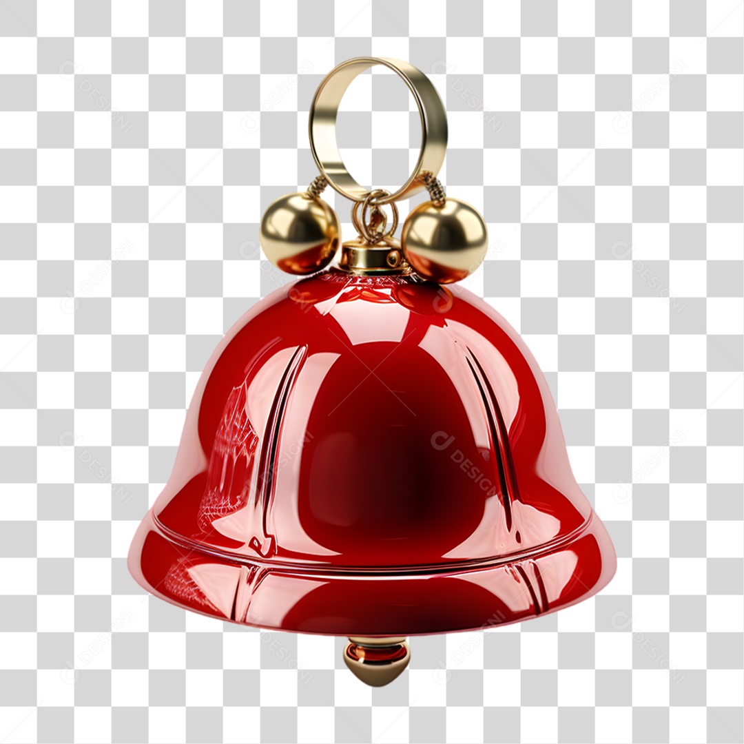 Elemento 3D Sino de Natal PNG Transparente