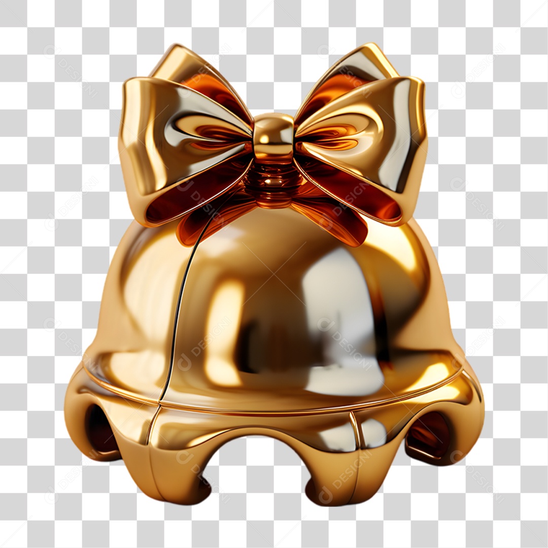 Elemento 3D Sino de Natal PNG Transparente