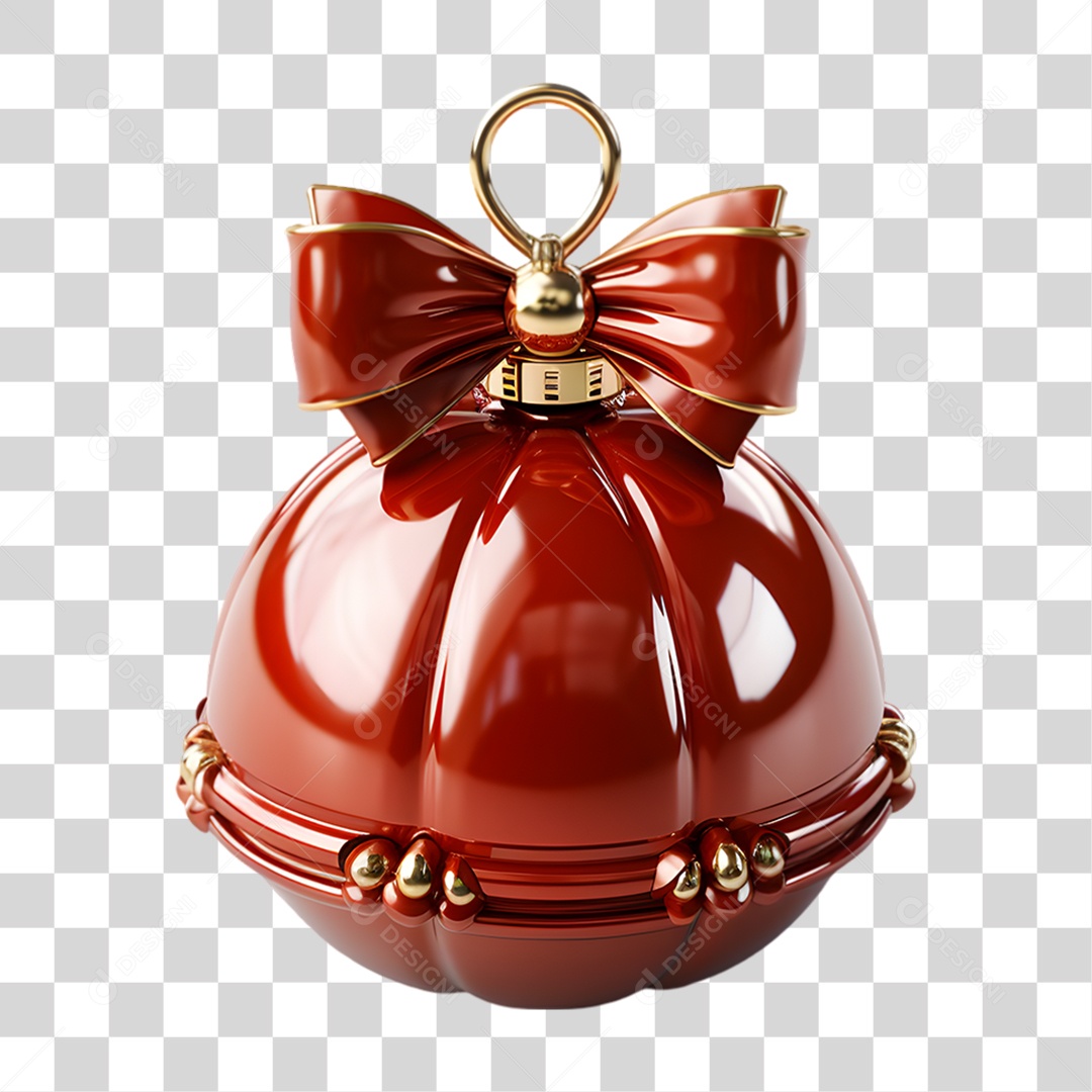 Elemento 3D Sino de Natal PNG Transparente