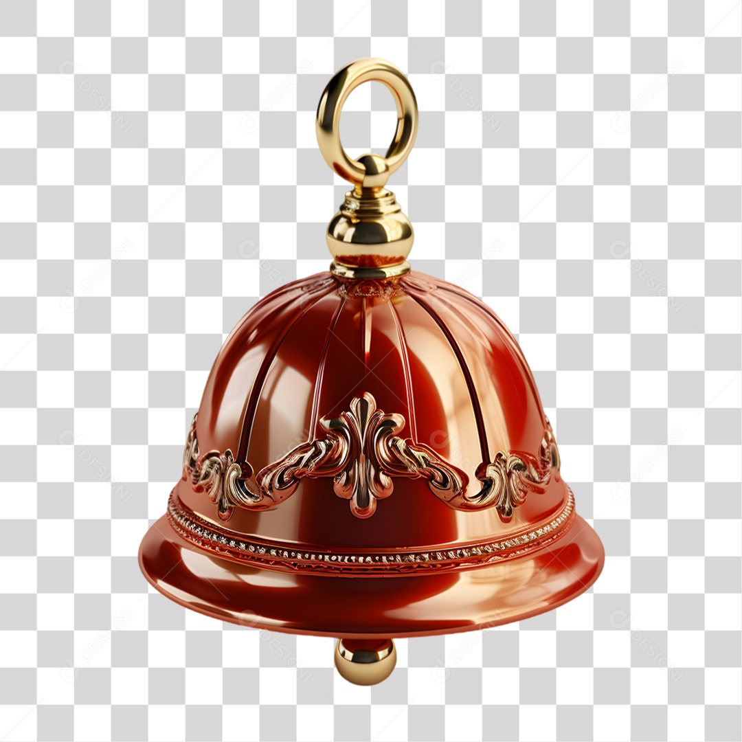 Elemento 3D Sino de Natal PNG Transparente