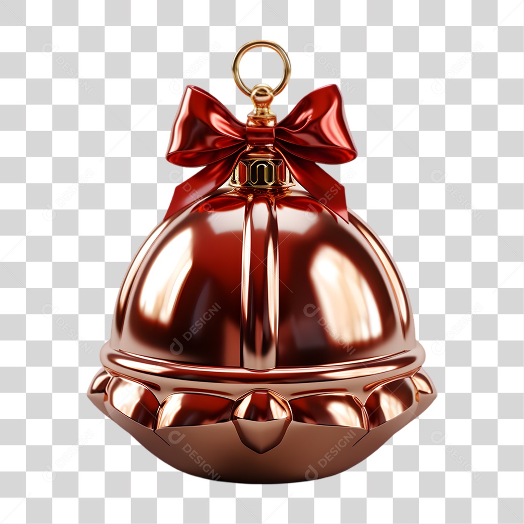 Elemento 3D Sino de Natal PNG Transparente
