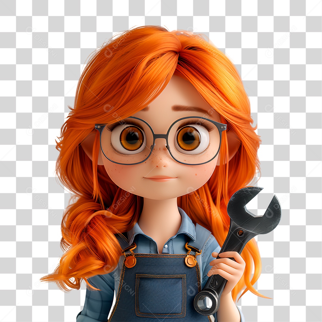 Personagem Mulher Segurando Chave PNG Transparente