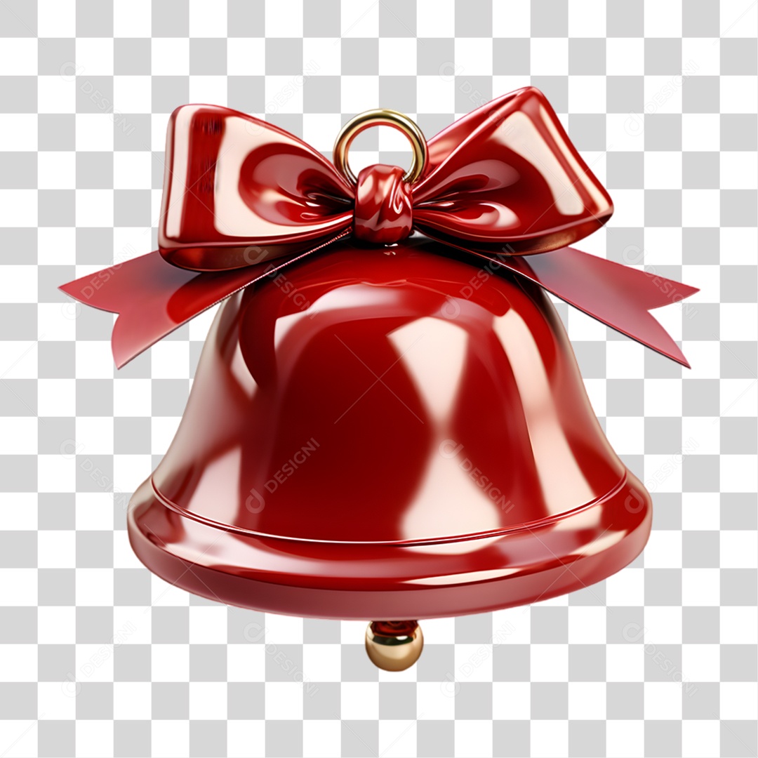 Elemento 3D Sino de Natal PNG Transparente