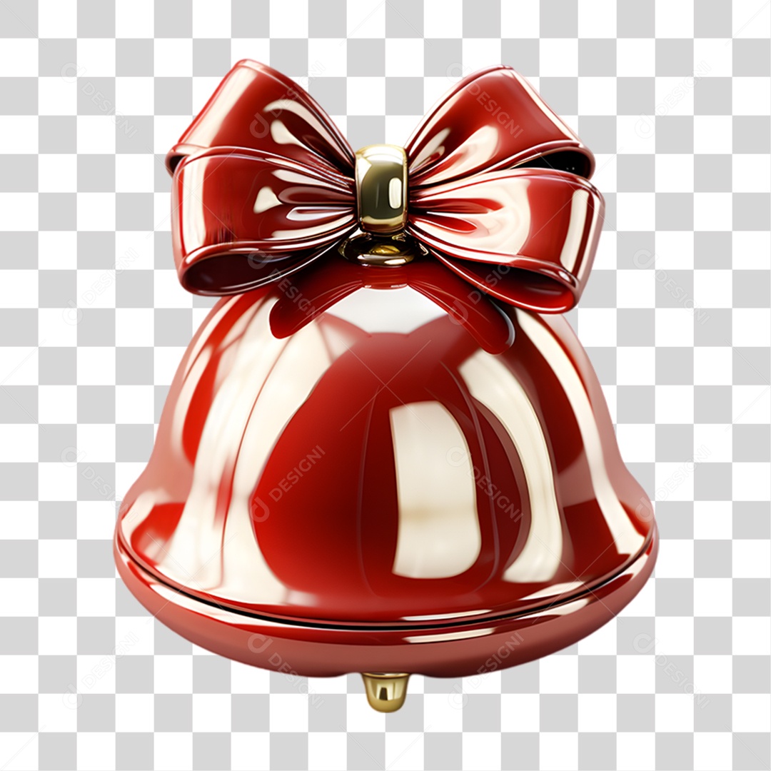 Elemento 3D Sino de Natal PNG Transparente