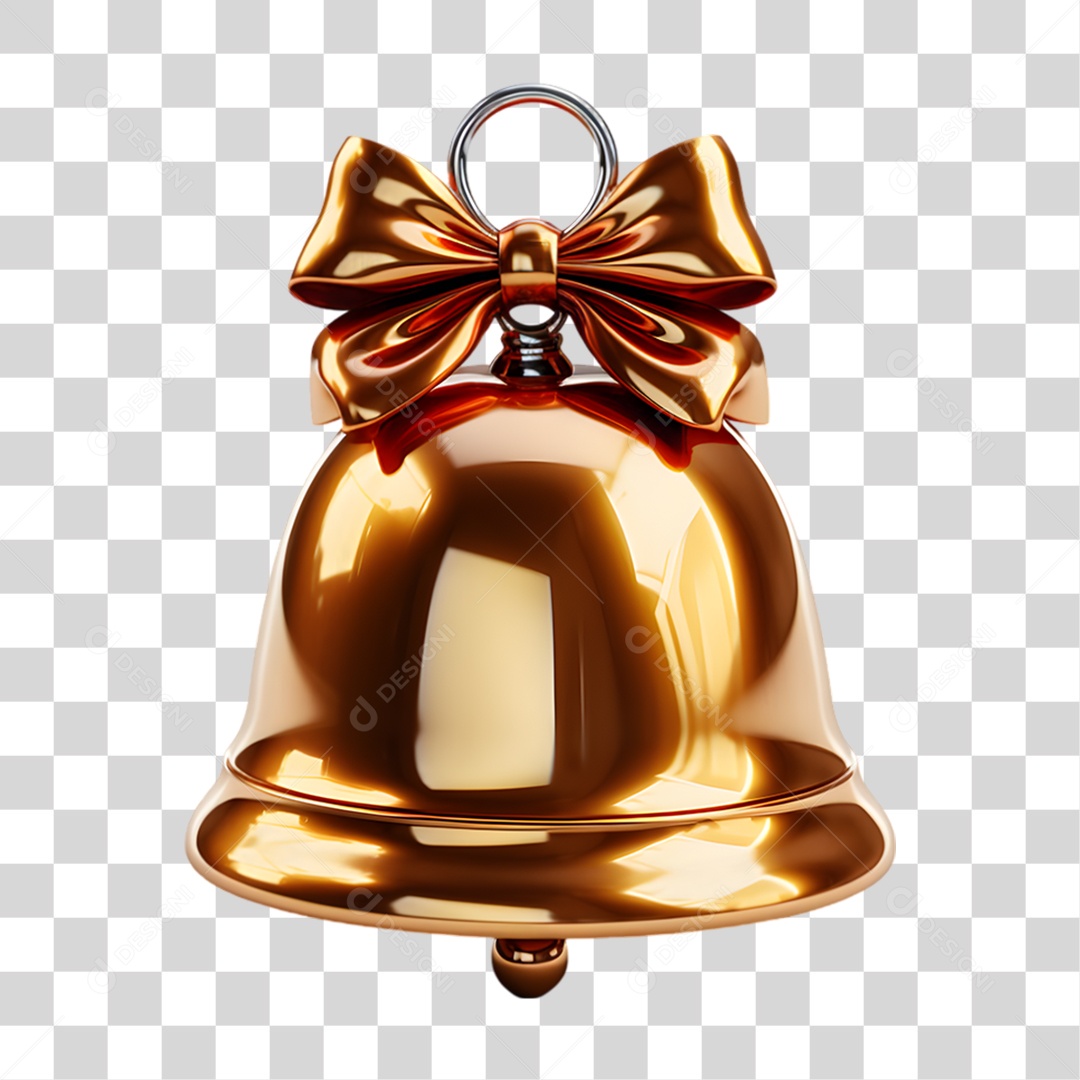 Elemento 3D Sino de Natal PNG Transparente